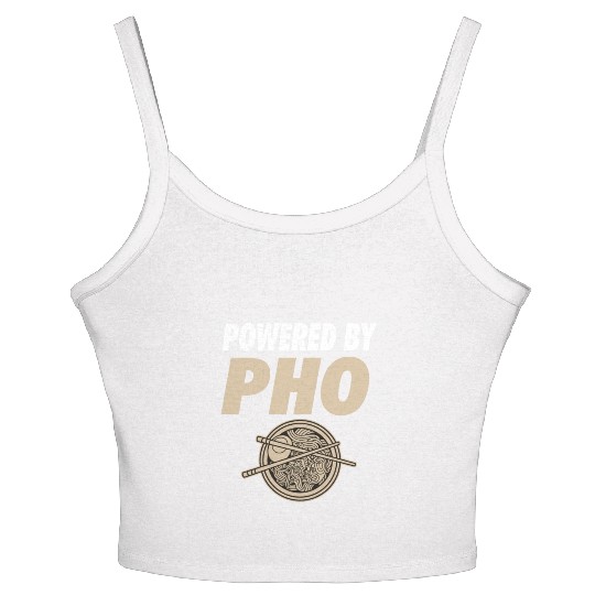Powered By Pho Soup Vietnamese Noodle Food Women's Spaghetti Strap Tank Top