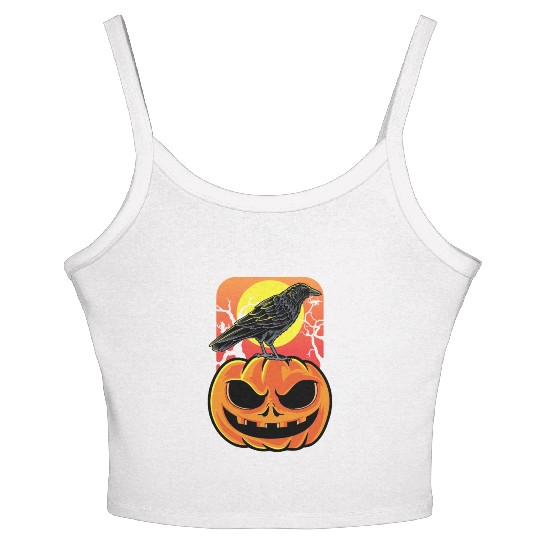 Crow Halloween Bird Watcher Gift Women's Spaghetti Strap Tank Top