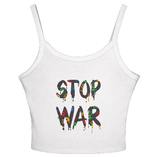 Stop War Heart Handprint, Pray for Ukraine Women's Spaghetti Strap Tank Top