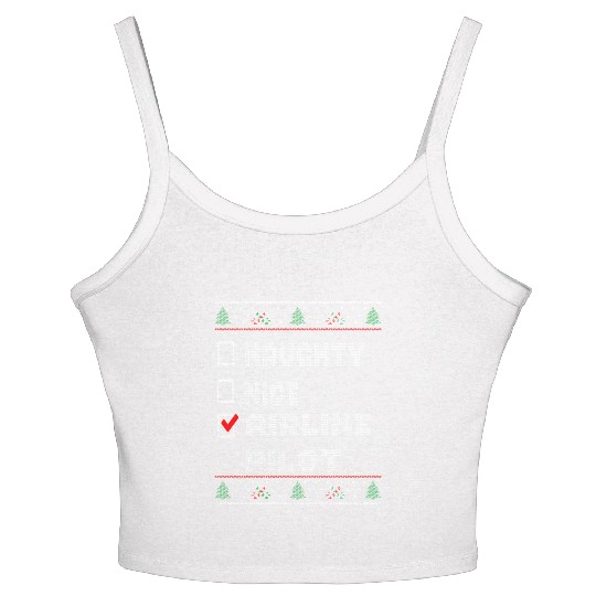 Naughty Nice Airline Pilot, Matching Christmas Women's Spaghetti Strap Tank Top
