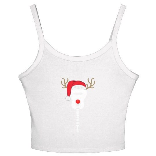 Christmas Guitar santa hat reindeer antlers Women's Spaghetti Strap Tank Top