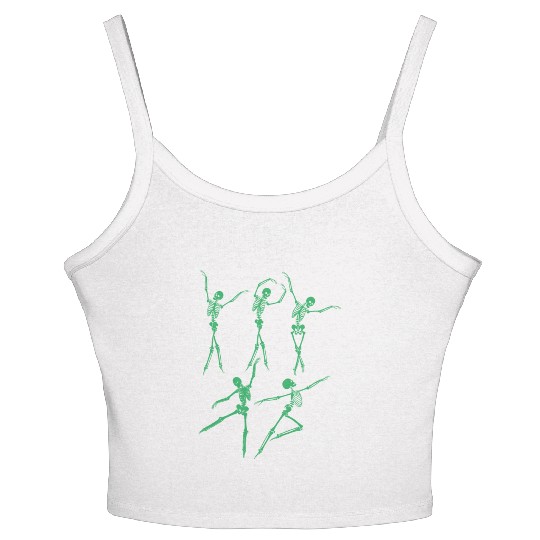 Green Dancing Skeleton Women's Spaghetti Strap Tank Top