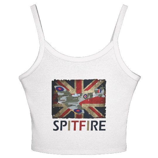 Spitfire WW2 Fighter Aircraft Airplane Union Jack Women's Spaghetti Strap Tank Top