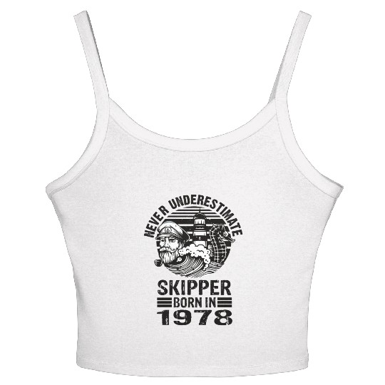 Never Underestimate Skipper Born In 1978 Women's Spaghetti Strap Tank Top
