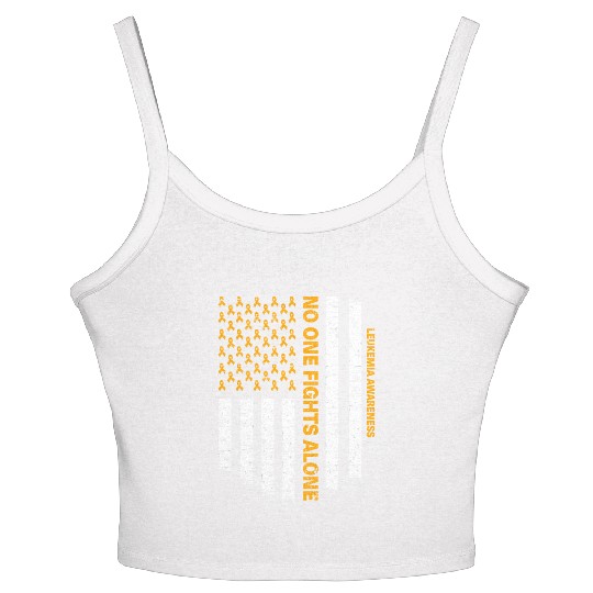 No One Fights Alone Usa Flag Leukemia Awareness Women's Spaghetti Strap Tank Top