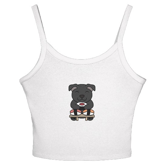 Sushi Lover Staffordshire Bull Terrier Women's Spaghetti Strap Tank Top