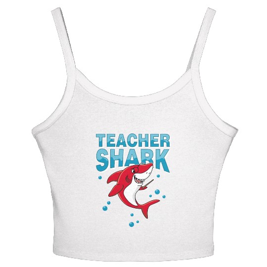 Teacher shark .. school student lessons enrollment Women's Spaghetti Strap Tank Top