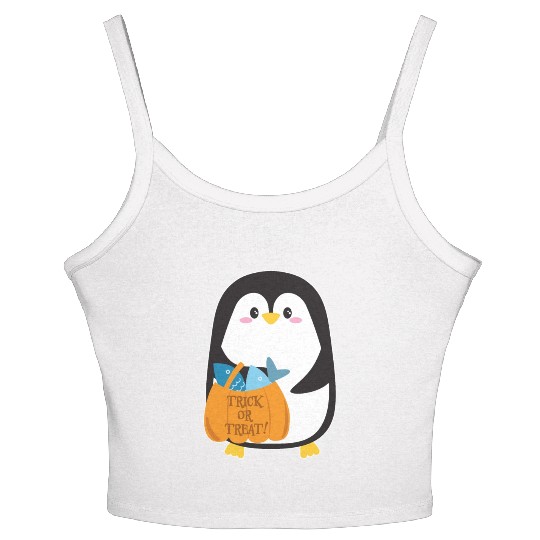 Cute penguin on Halloween Women's Spaghetti Strap Tank Top