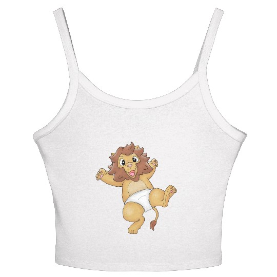 Cute Lion Baby in Diapers Design (ideal gift) Women's Spaghetti Strap Tank Top