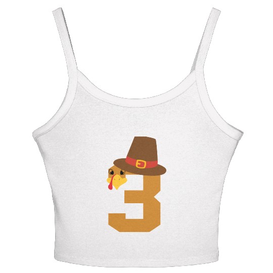 Number 3 Turkey Thanksgiving Outfit Boy 3 Year Old Women's Spaghetti Strap Tank Top