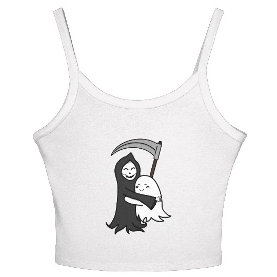 Grim Reaper & Ghost Hug | Friendship | Azrael Women's Spaghetti Strap Tank Top