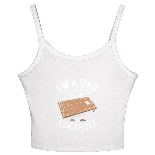 A Dad That Runs On Jesus And Cornhole Christian Women's Spaghetti Strap Tank Top