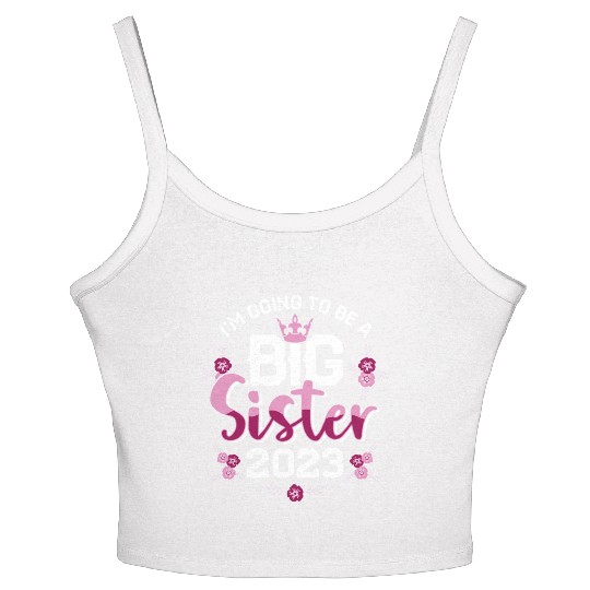 Big Sis 2023 - Big Sister Baby Family Birth Girl Women's Spaghetti Strap Tank Top