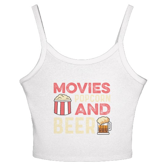 Movie Popcorn Beer Movie Critic Gift Women's Spaghetti Strap Tank Top