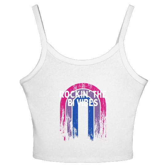 Rockin' the Bi Vibes Bisexual LGBTQ Bi Pride LGBT Women's Spaghetti Strap Tank Top