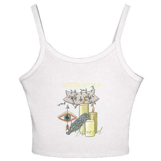 Retro Green Witch World Halloween Women's Spaghetti Strap Tank Top