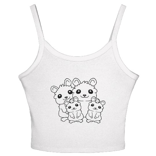 dad mom kids hamster Women's Spaghetti Strap Tank Top