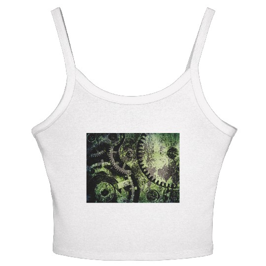 Clock Mechanism Copper Oxide Steampunk Abstract Women's Spaghetti Strap Tank Top