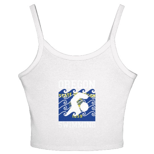 Oregon Flag Swimming Team Pacific Swim Swimmer US Women's Spaghetti Strap Tank Top
