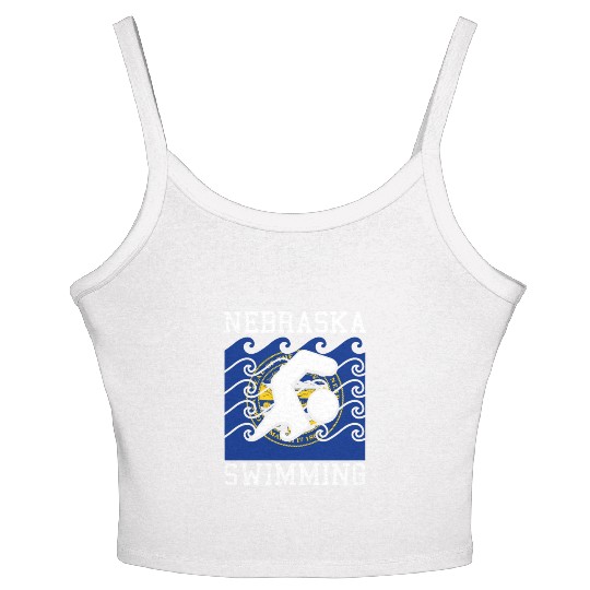 Nebraska Flag Swimming Team Swim Swimmer US State Women's Spaghetti Strap Tank Top