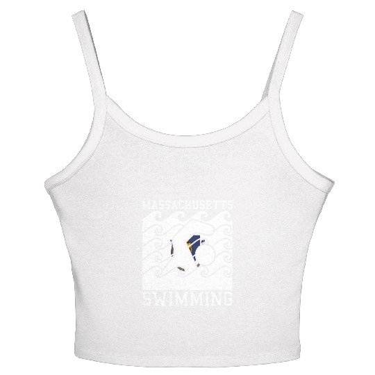 Massachusetts Flag Swimming Team Swim Swimmer US S Women's Spaghetti Strap Tank Top