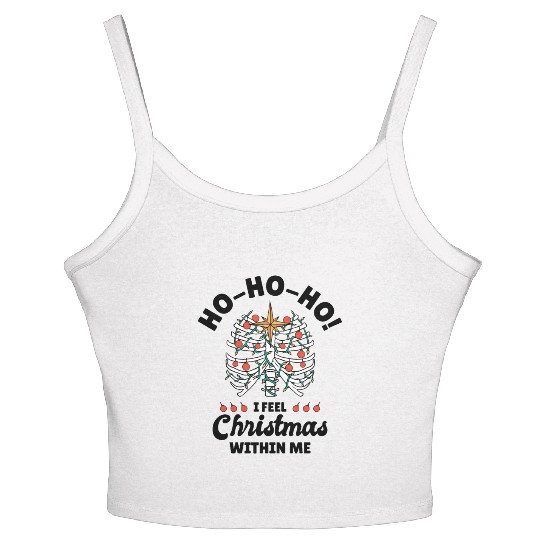 Christmas Holiday Skeleton Rib Cage Radiology Women's Spaghetti Strap Tank Top
