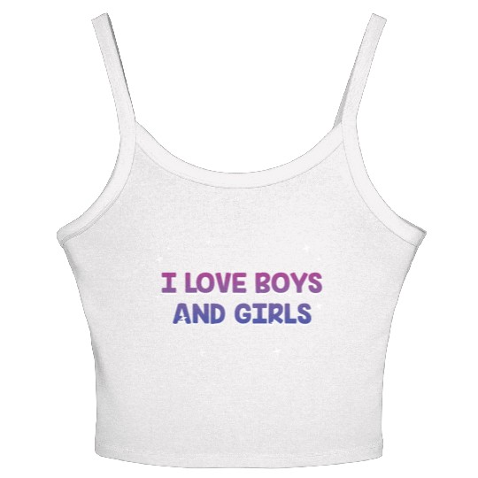 I Love Boys and Girls Bisexual LGBTQ Bi Pride Gay Women's Spaghetti Strap Tank Top