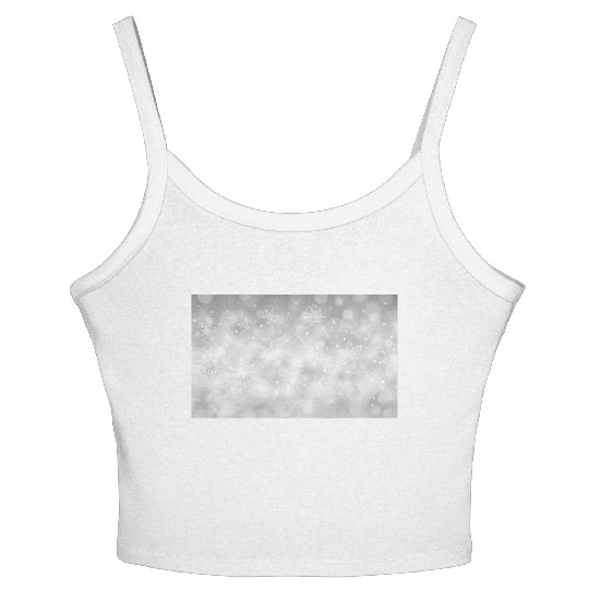 Grey Bokeh Christmas Snowflakes Women's Spaghetti Strap Tank Top