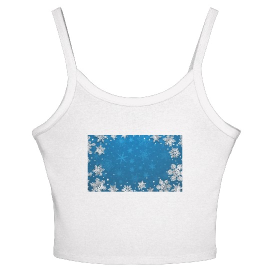 Winter Snowflakes Navy Blue Pattern Women's Spaghetti Strap Tank Top