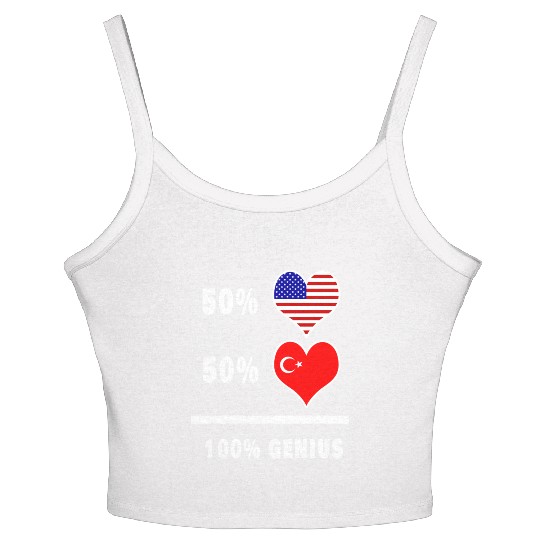 USA and Turkey genius flag design Women's Spaghetti Strap Tank Top