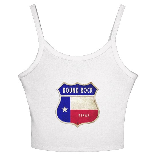 Round Rock Texas Crest Flag Design Women's Spaghetti Strap Tank Top