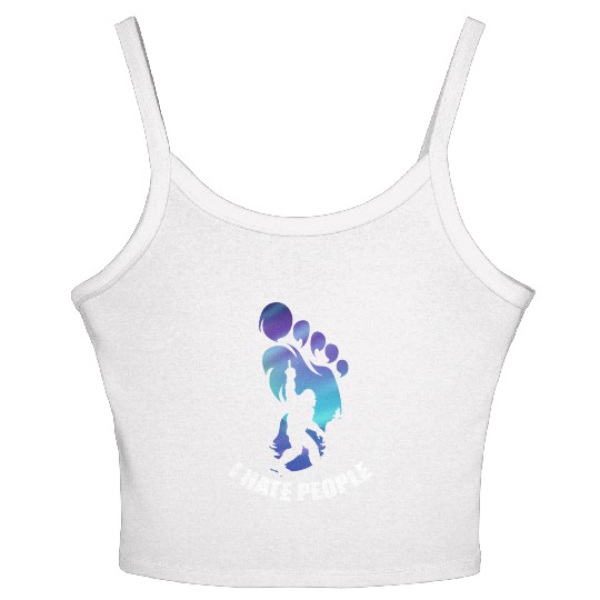 Bigfoot I Hate People Funny Big Foot Sasquatch Women's Spaghetti Strap Tank Top