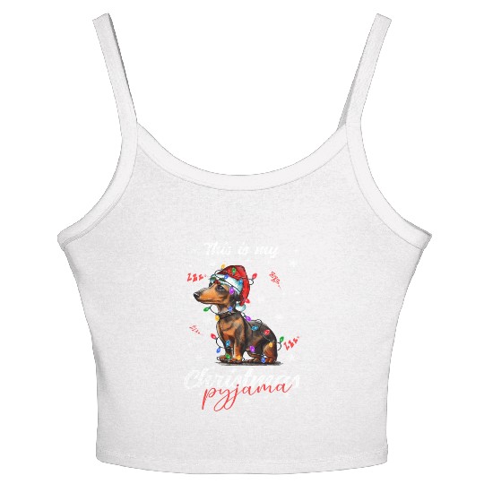 Winter Christmas Pyjama Dachshund Women's Spaghetti Strap Tank Top