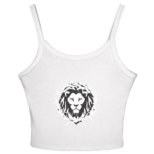 Lion of Judah With A Crown of Thorns Christian Women's Spaghetti Strap Tank Top