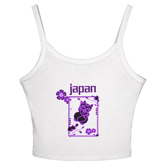 Japan Neon lucky Cat Women's Spaghetti Strap Tank Top