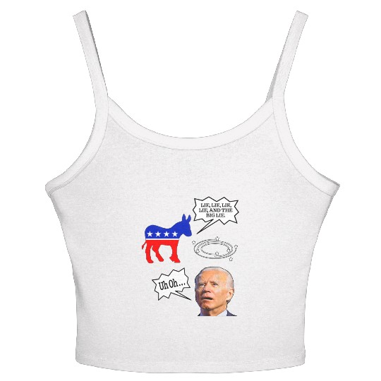 Biden Donkey pox lie lie lie lie and the big lie Women's Spaghetti Strap Tank Top