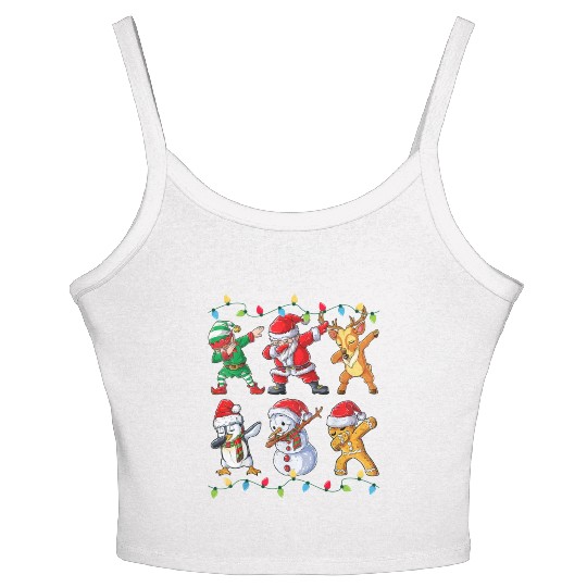 Dabbing Santa Elf Friends Christmas Women's Spaghetti Strap Tank Top
