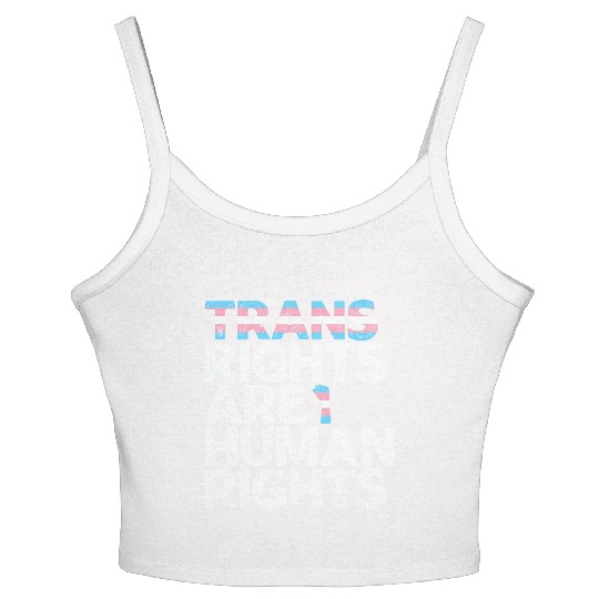 LBGT Flag Gay Pride Trans rights are human rights Women's Spaghetti Strap Tank Top