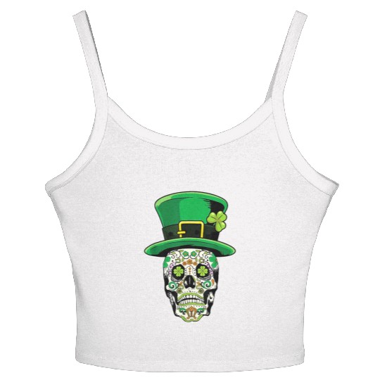 Sugar Skull | St Patricks Day of the Dead Women's Spaghetti Strap Tank Top