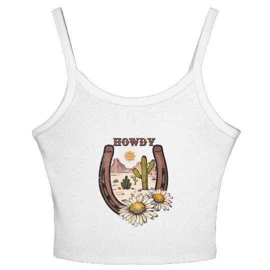 HOWDY -Desert Horseshoe Women's Spaghetti Strap Tank Top