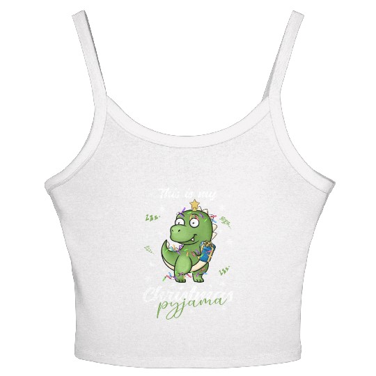 Winter Christmas Pyjama Dinosaur Trex Women's Spaghetti Strap Tank Top
