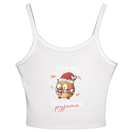 Winter Christmas Pyjama Owl Women's Spaghetti Strap Tank Top