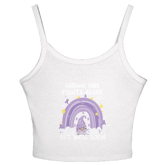 Gnome One Fights Alone Lavender Cancer Women's Spaghetti Strap Tank Top