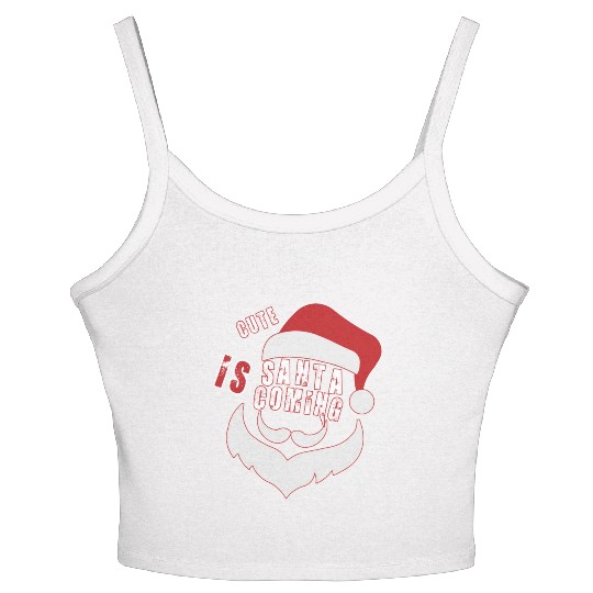 Christmas Cute Santa Is Coming Santa Candy Cane Women's Spaghetti Strap Tank Top