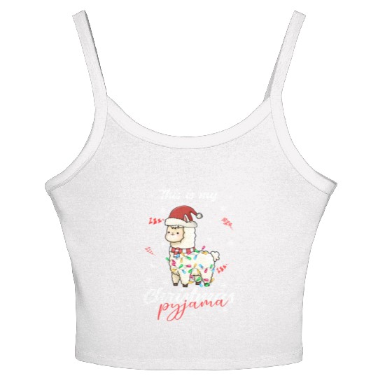 Winter Christmas Pyjama Llama Women's Spaghetti Strap Tank Top