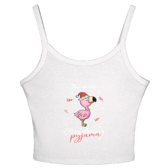Winter Christmas Pyjama Flamingo Women's Spaghetti Strap Tank Top