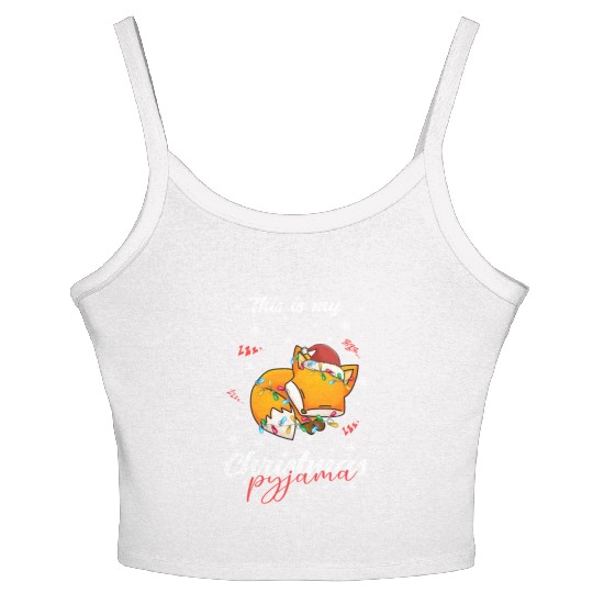Winter Christmas Pyjama Fox Women's Spaghetti Strap Tank Top