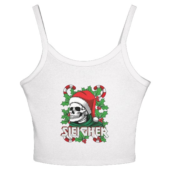 Sleigher Heavy Metal Santa Women's Spaghetti Strap Tank Top