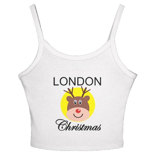 Funny Christmas Rudolph gift for Londoner Women's Spaghetti Strap Tank Top