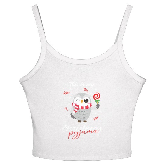 Winter Christmas Pyjama Owl Women's Spaghetti Strap Tank Top